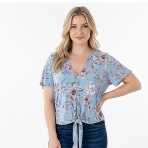 By together floral top size medium tie front